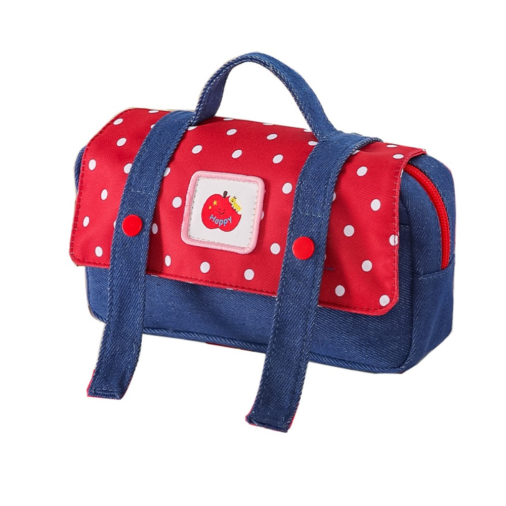 Aesthetic Large Pencil Case Pouch - デニムフルーツカウボーイペンシルケースチェック柄とドット柄韓国風グリッド文具バッグ大容量美的ドーパミンペンシルポーチ