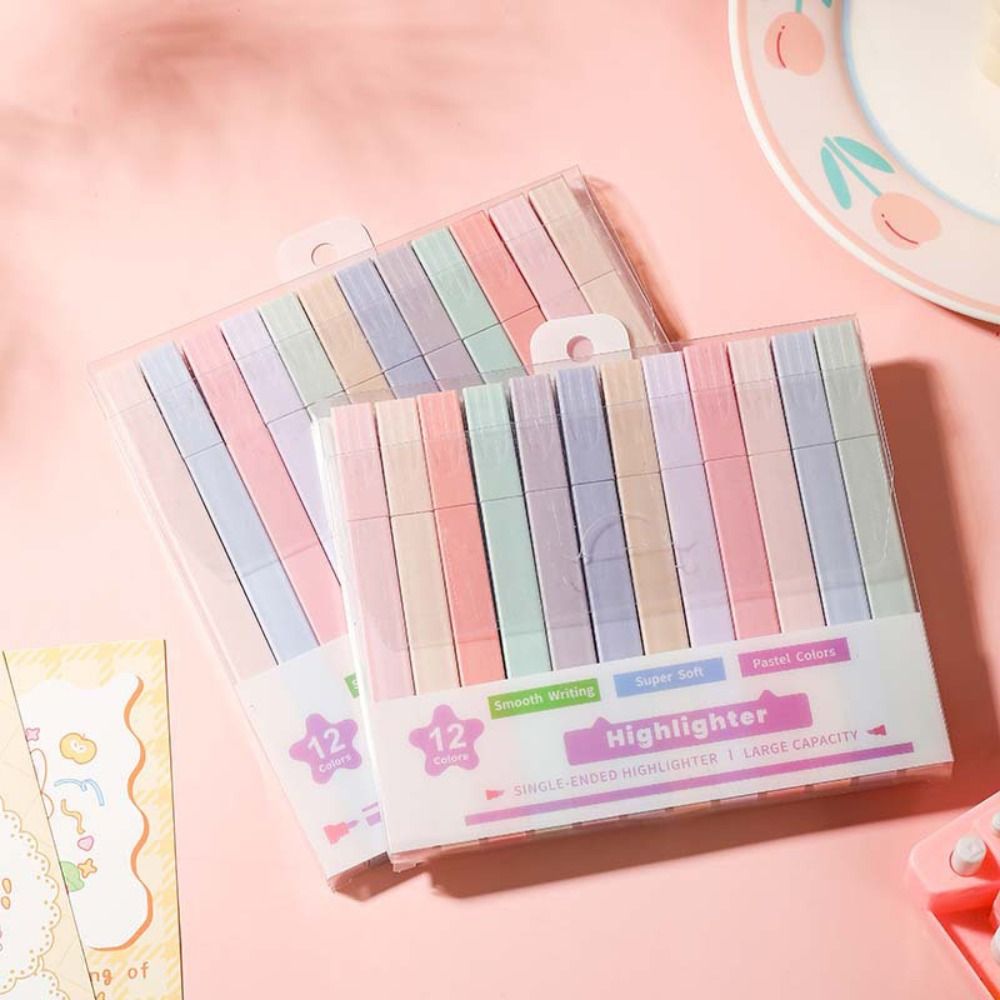 Pastel Highlighter Set Double Ended - 双頭蛍光ペン文具用品蛍光パステル蛍光ペンかわいい美的色マーカーペン