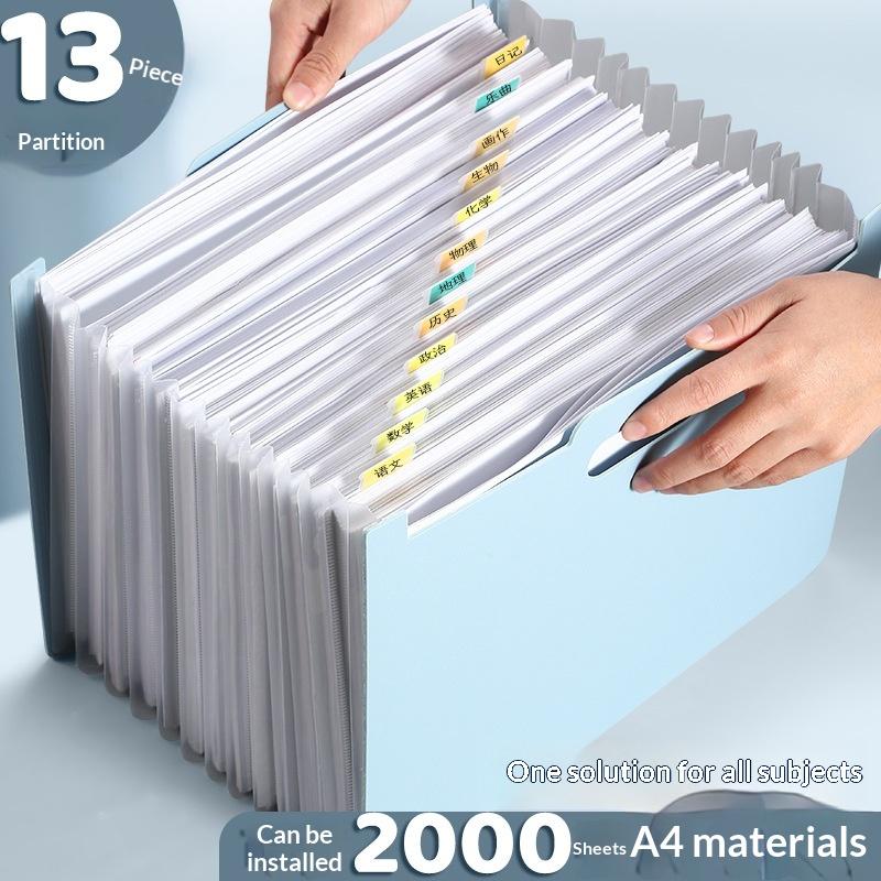 Expandable Accordion File Folder 13 Pockets - 13ポケット付きのアコーディオン式ファイルフォルダー。ラベルポケット付き。A4サイズ、レターサイズに対応。