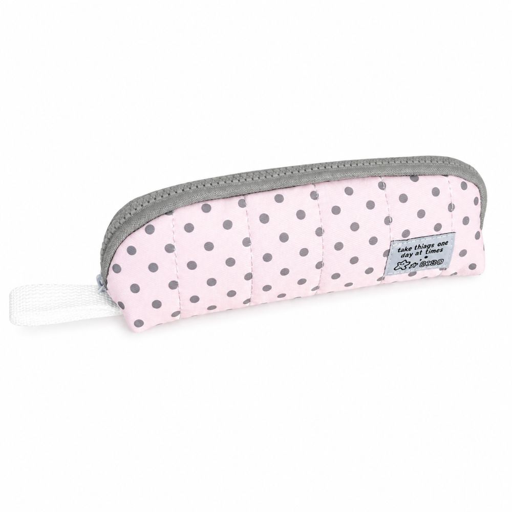 おしゃれなドット柄のペンケース。韓国風のデザインで、手に持っ - Aesthetic Large Pencil Case Pouch のレビューと価格