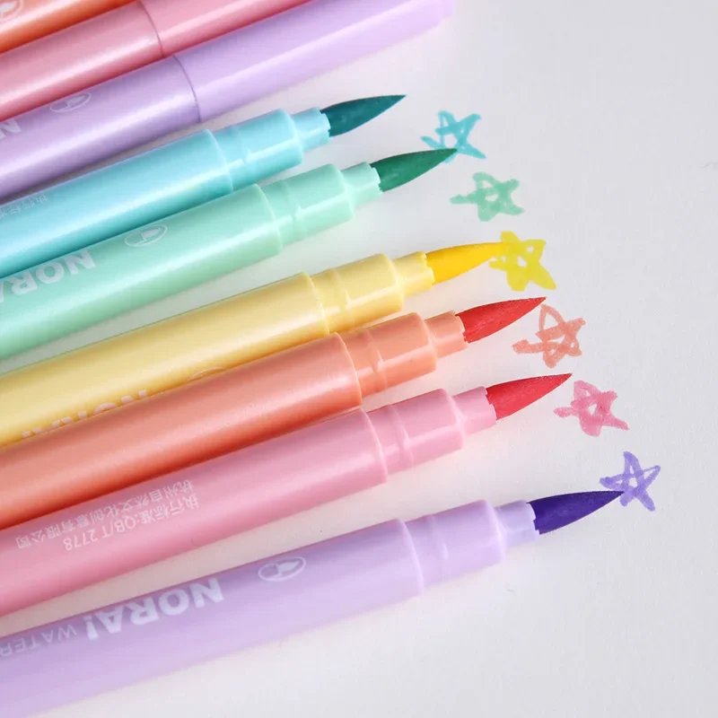 カワイイカラーブラシ蛍光ペン、マンガペン、パステルカラー、ス - Pastel Highlighter Set Double Ended のレビューと価格