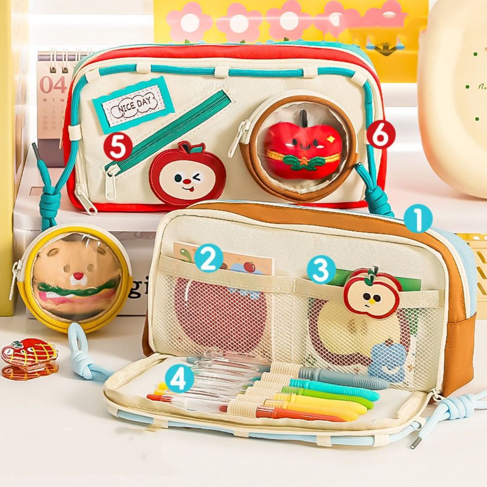 大容量ハンバーガー鉛筆ケース美的おいしい食べ物スクールケース - Aesthetic Large Pencil Case Pouch のレビューと価格