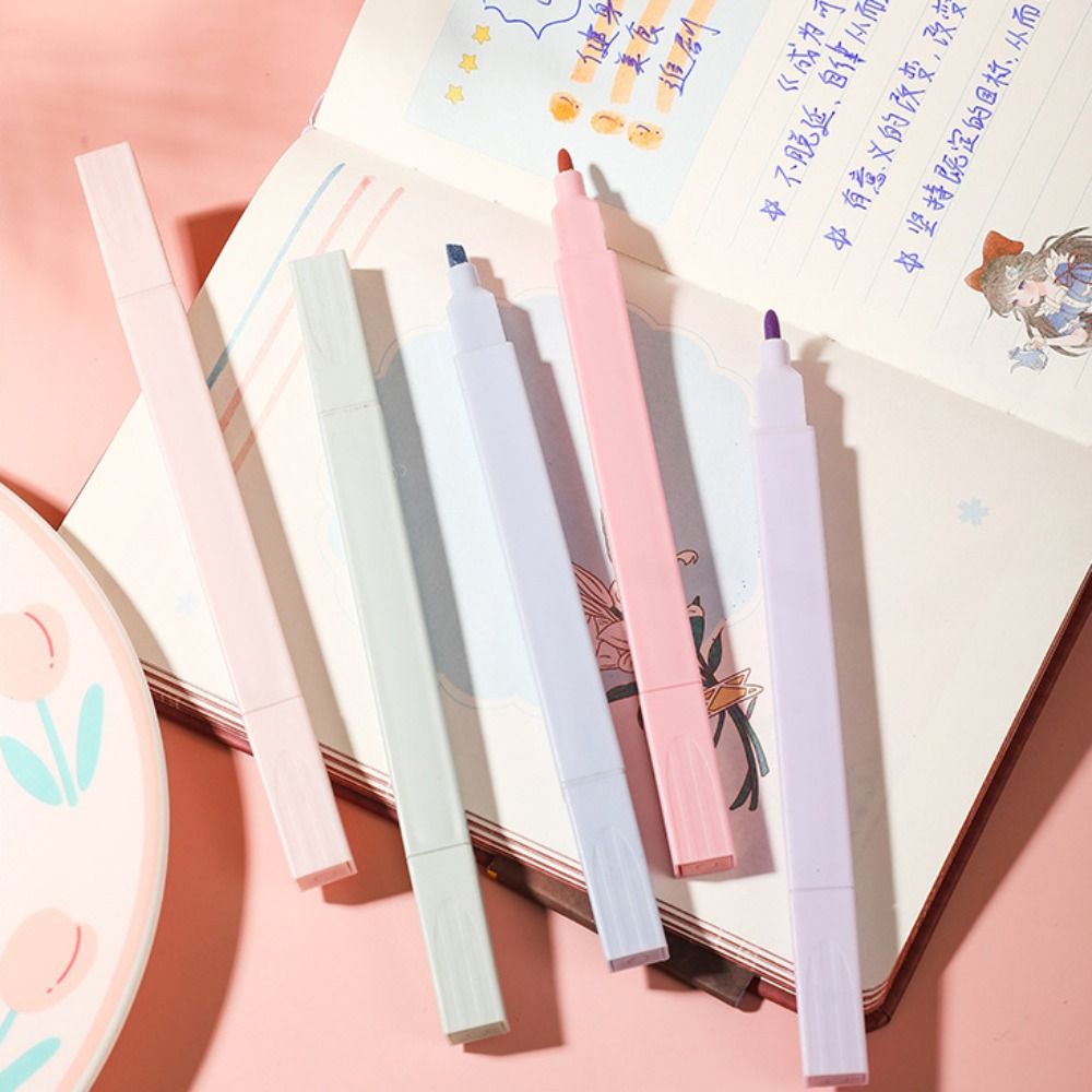 双頭蛍光ペン文具用品蛍光パステル蛍光ペンかわいい美的色マーカ - Pastel Highlighter Set Double Ended のレビューと価格