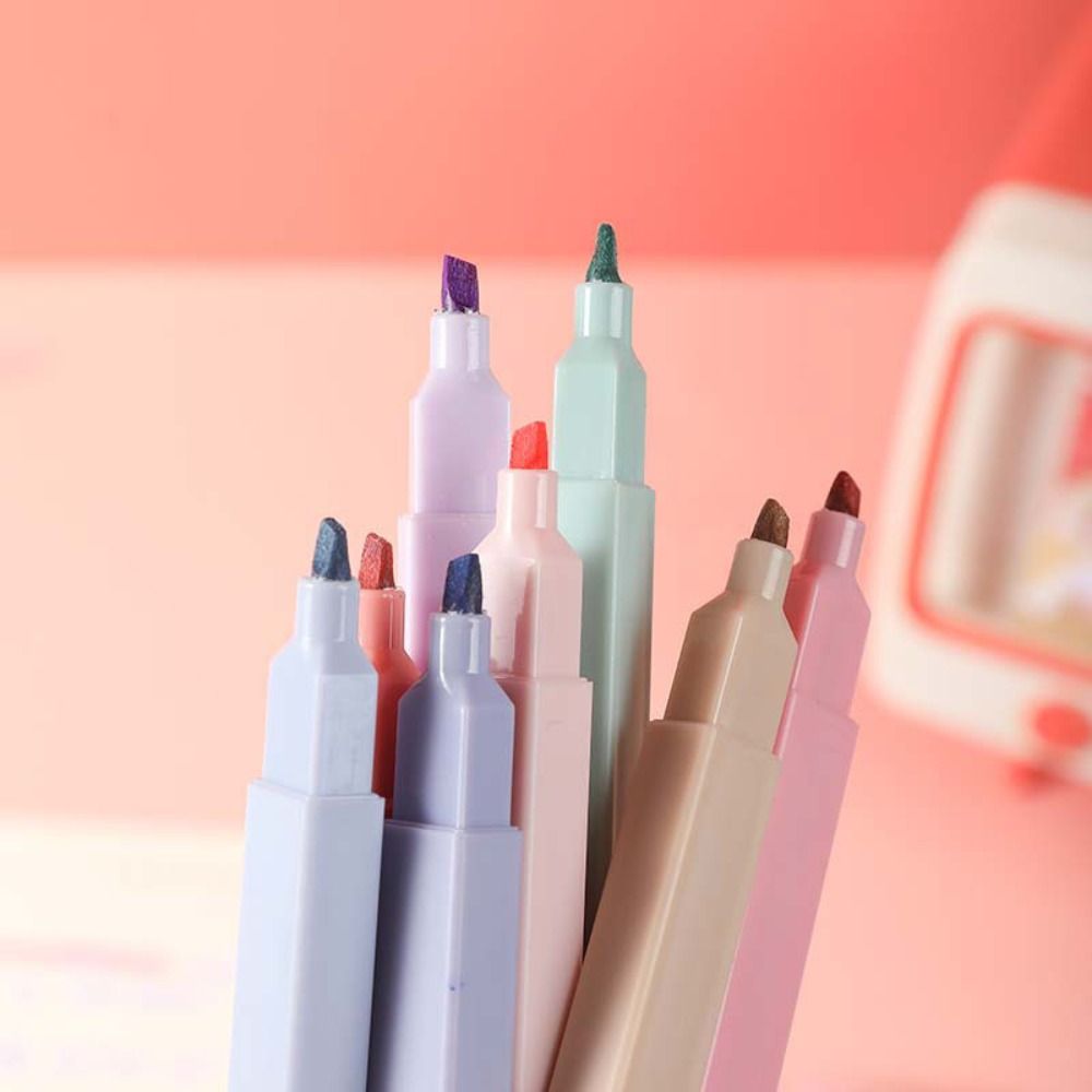 双頭蛍光ペン文具用品蛍光パステル蛍光ペンかわいい美的色マーカ - Pastel Highlighter Set Double Ended のレビューと価格