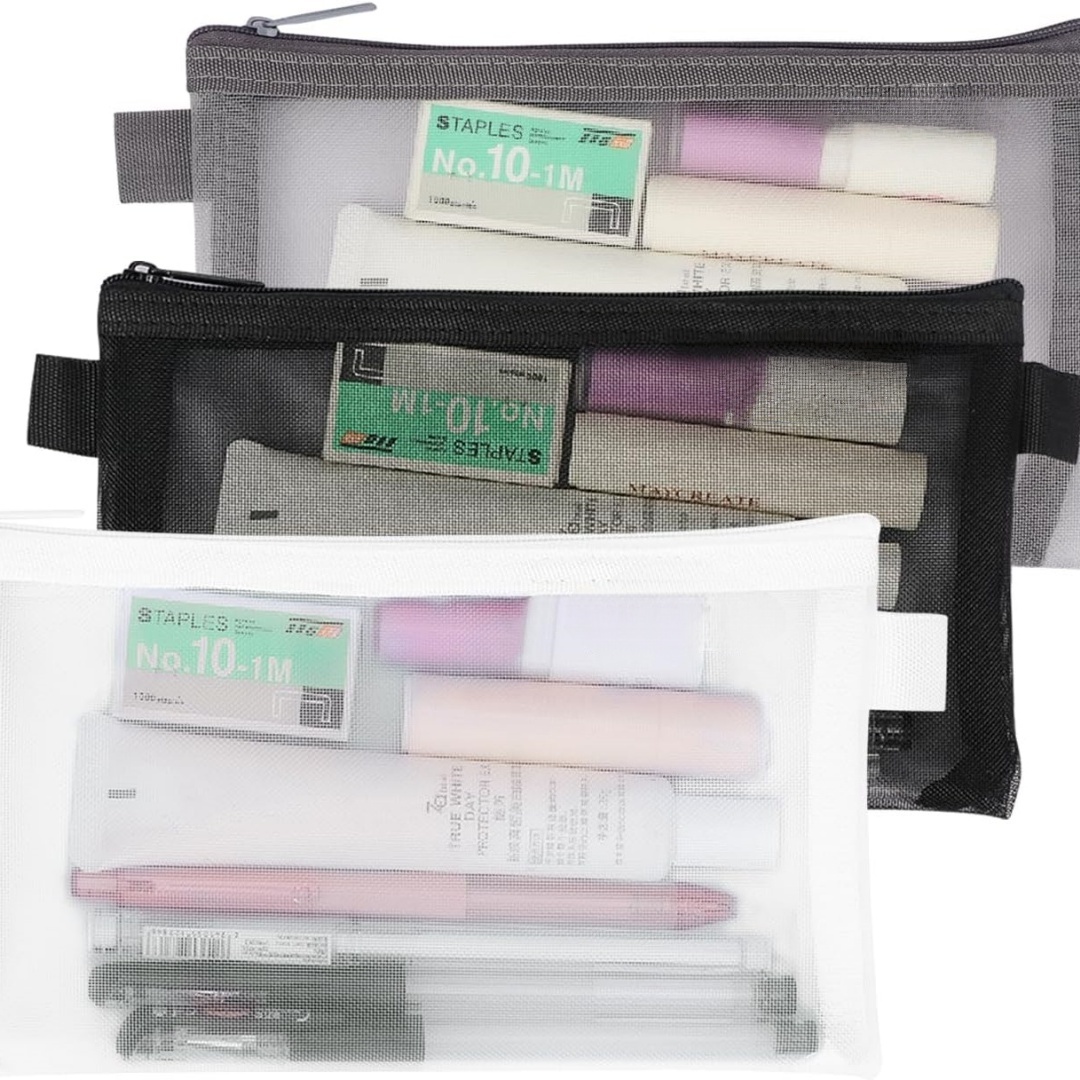 ポータブルオフィス文具ポーチクリア試験鉛筆ポーチメッシュジッ - Clear Mesh Pencil Pouch For Exam のレビューと価格