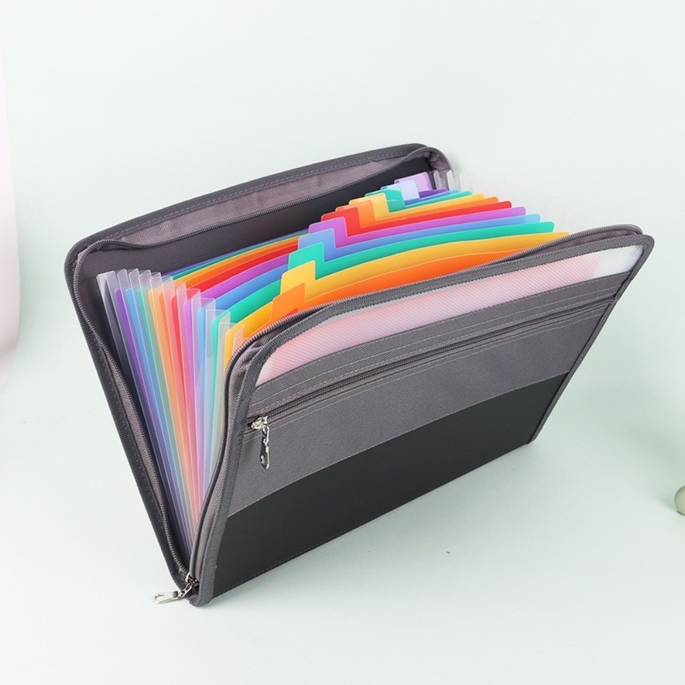 13ポケット拡張式ファイルフォルダー、13層構造、レインボー - Expandable Accordion File Folder 13 Pockets のレビューと価格