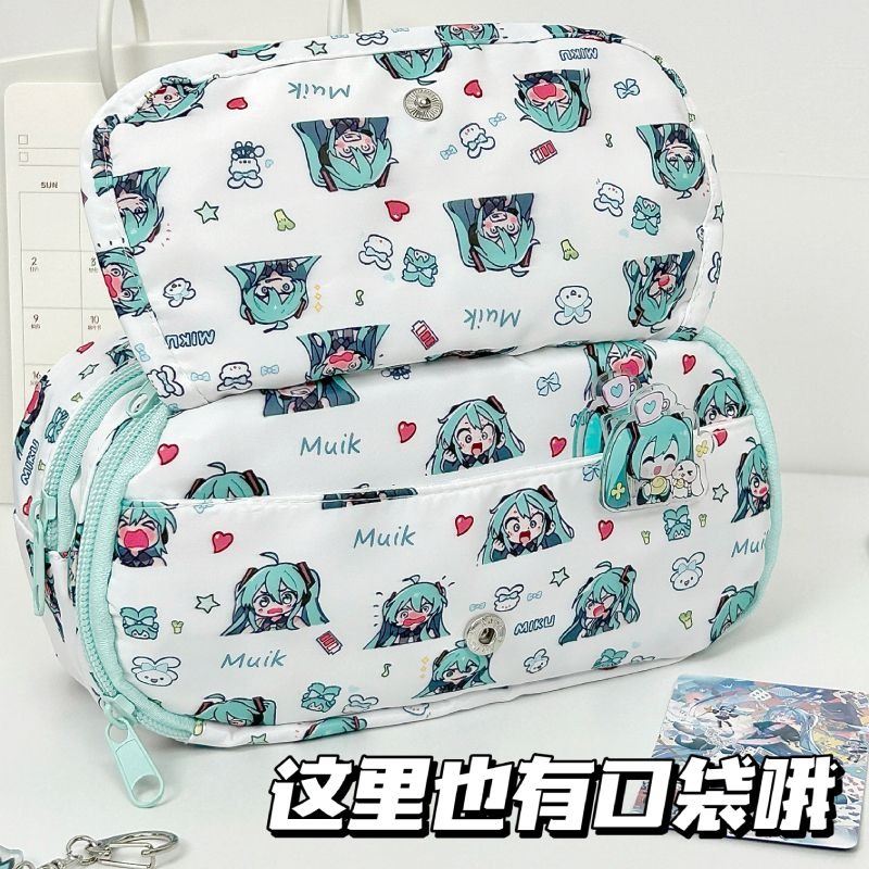 初音ミクのペンケース。かわいいカートゥーンデザインで、見た目 - Aesthetic Large Pencil Case Pouch のレビューと価格