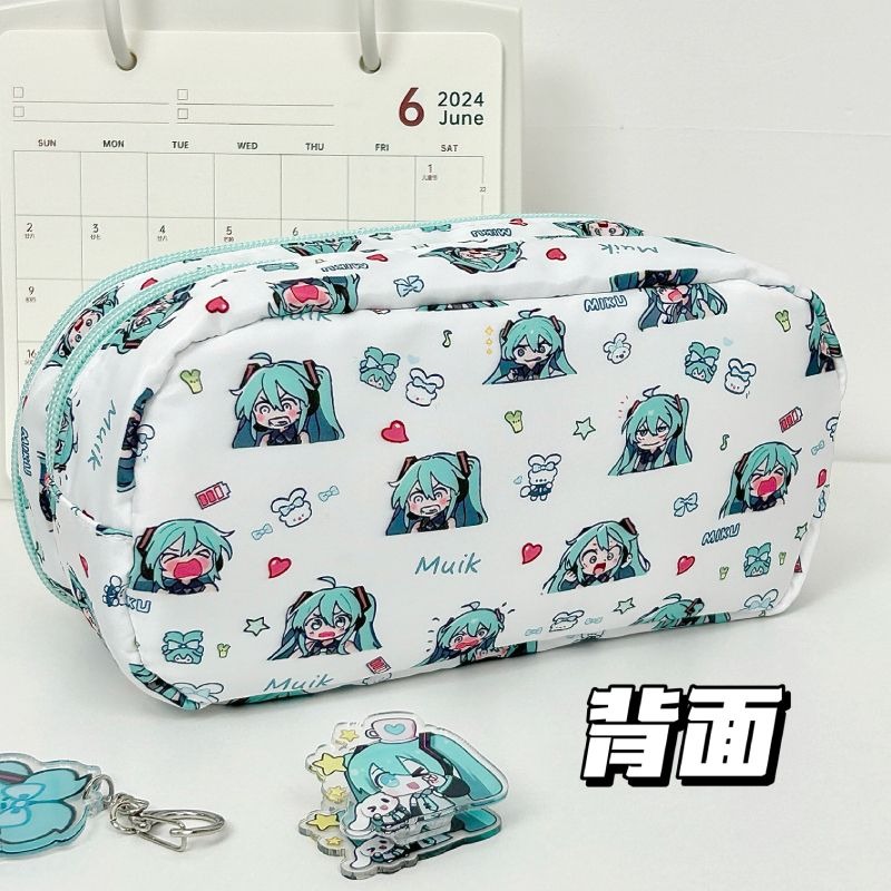 初音ミクのペンケース。かわいいカートゥーンデザインで、見た目 - Aesthetic Large Pencil Case Pouch のレビューと価格