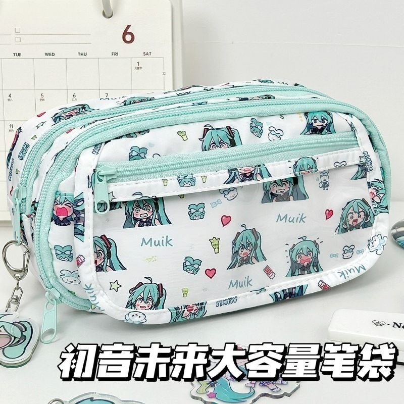 初音ミクのペンケース。かわいいカートゥーンデザインで、見た目 - Aesthetic Large Pencil Case Pouch のレビューと価格